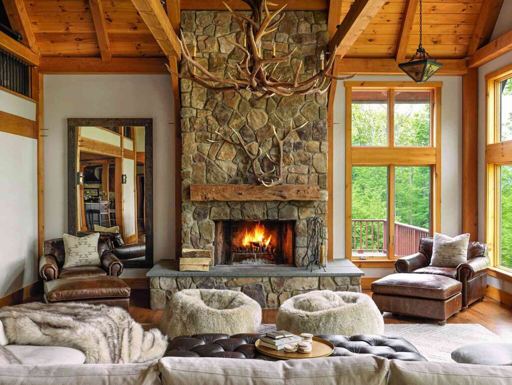 cozy log cabin interior