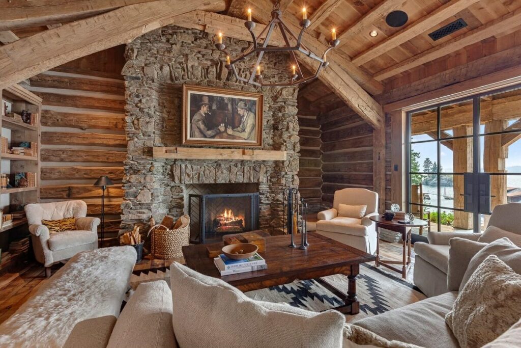 cozy log cabin interior
