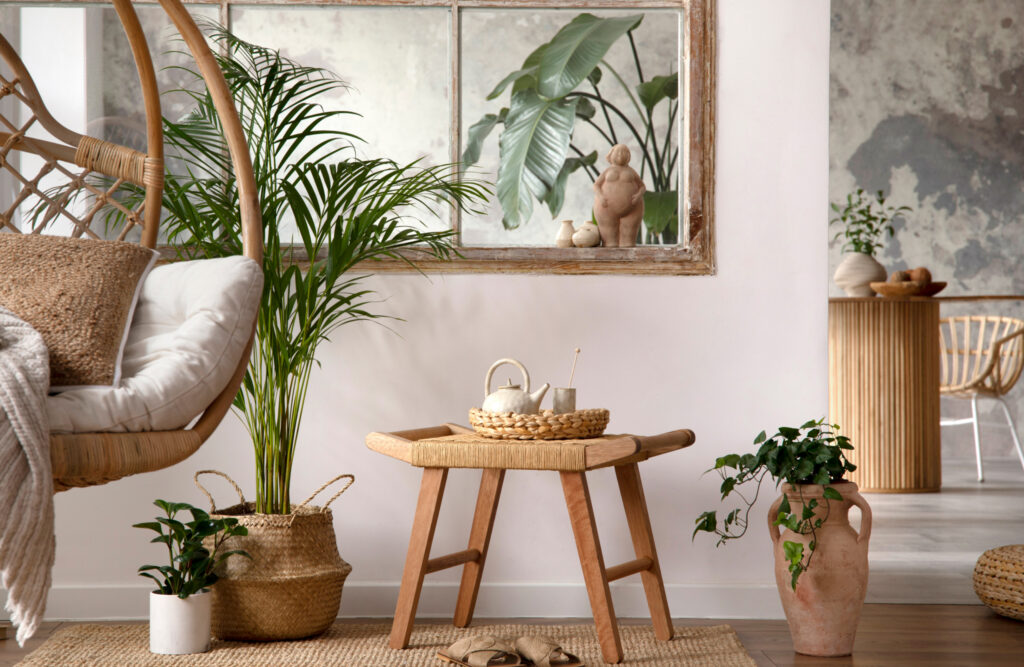 hygge living room made from natural material