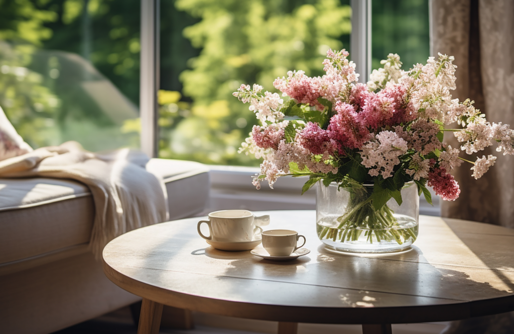 to decorate coffee table with flowers 