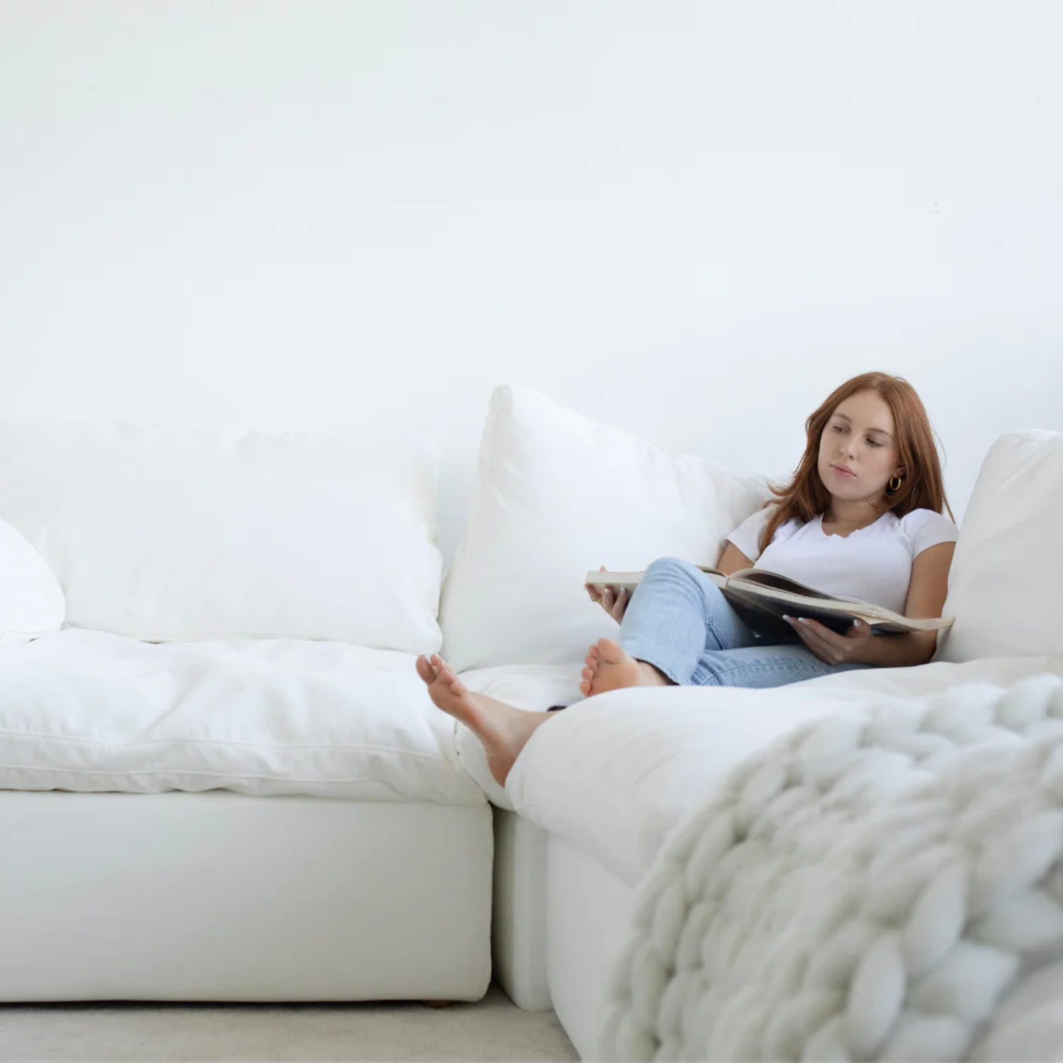 Cloud Sofa White 20 - Couch for Watching Movies