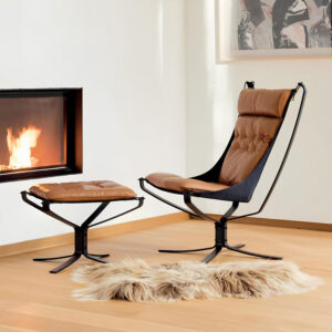 Falcon Chair and Ottoman Brown 1 - Falcon Chair and Ottoman