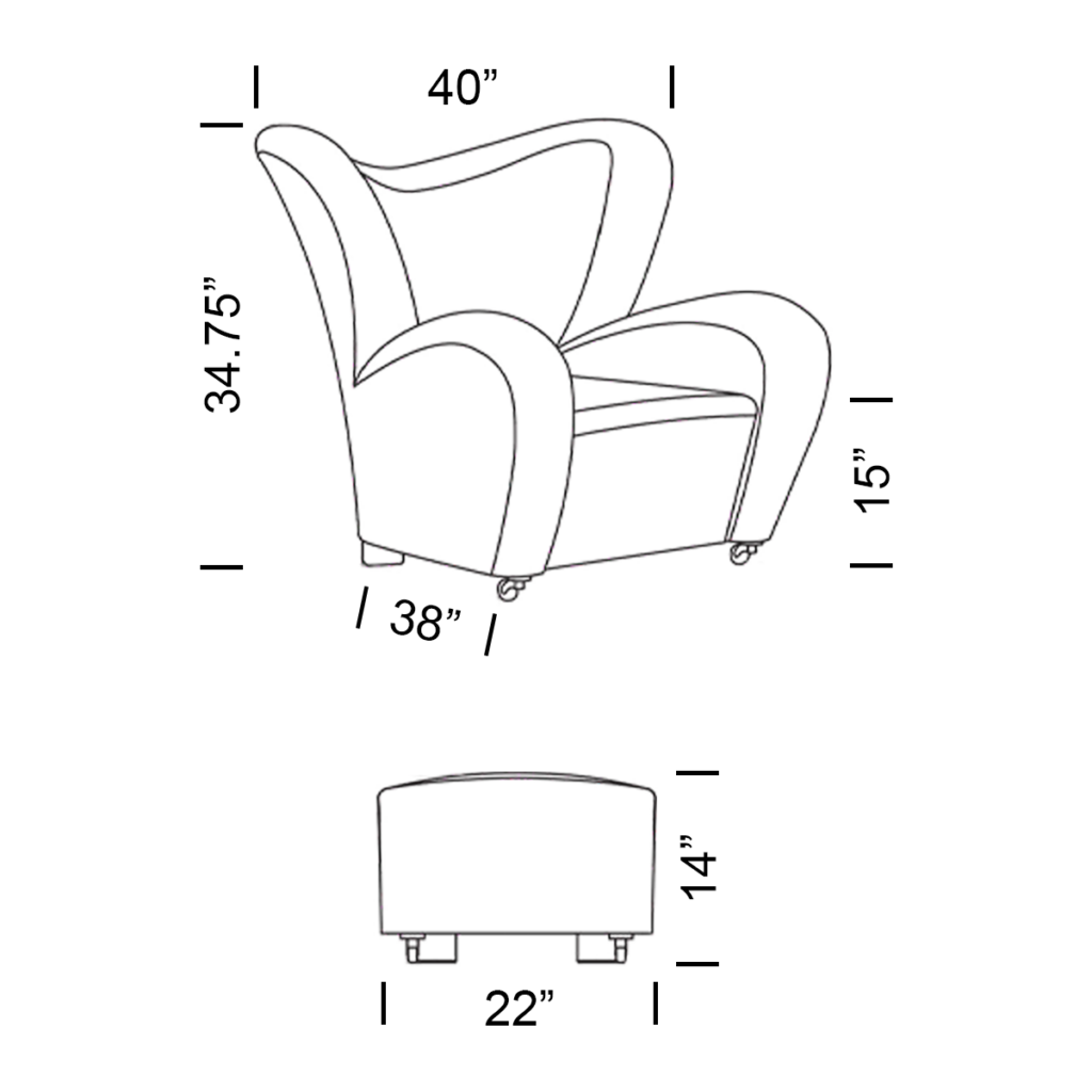 The Tired Man Lounge Chair Footstool Replica Dimensions 2 mobile