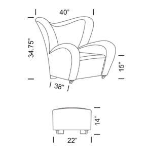 The Tired Man Lounge Chair Footstool Replica Dimensions 2 mobile