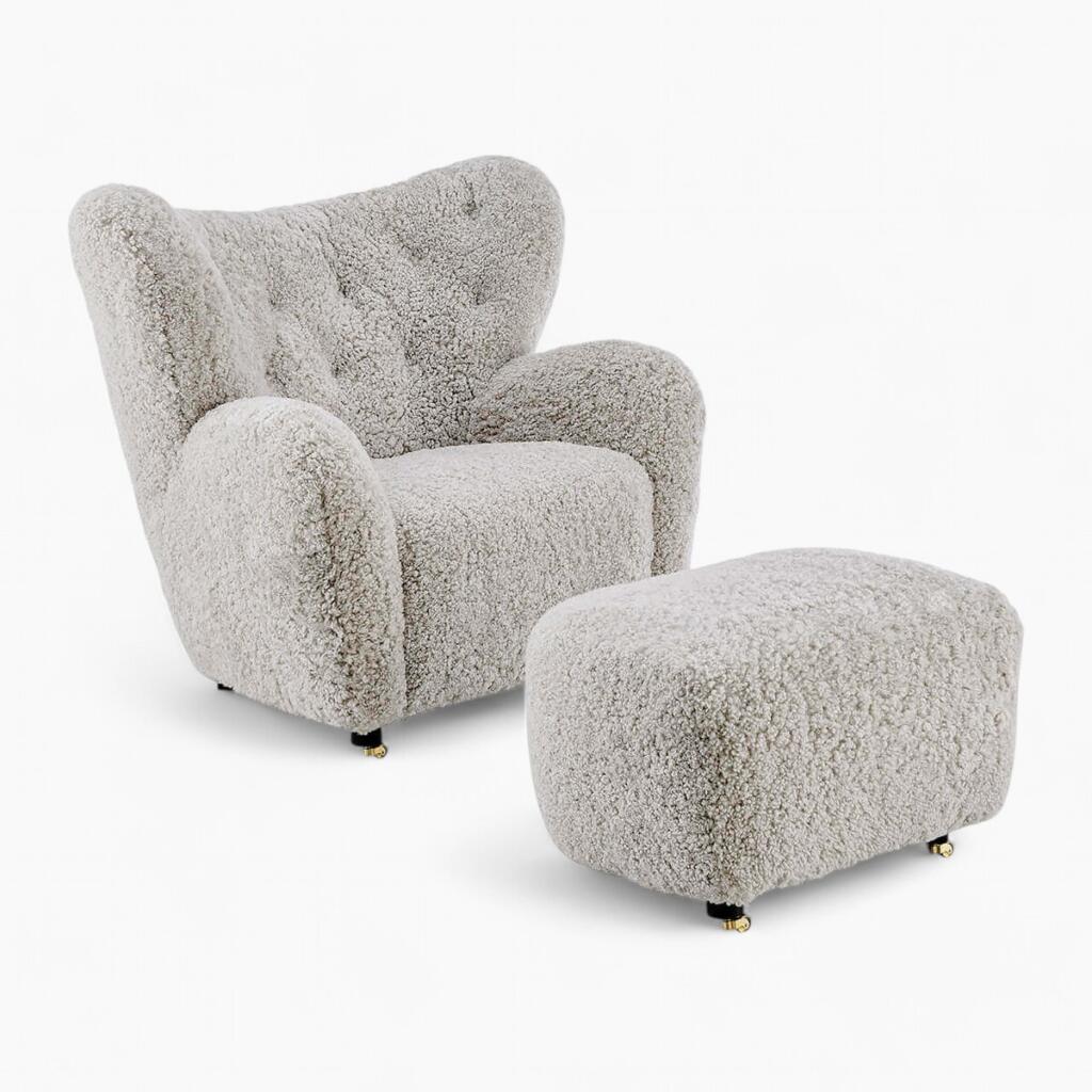 The Tired Man Lounge Chair and Footstool 3 Grey Mist - Tired Man Lounge Chair
