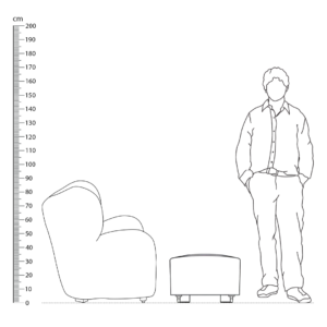 The Tired Man Lounge Chair and Footstool Replica Height Comparison 1 - Tired Man Lounge Chair