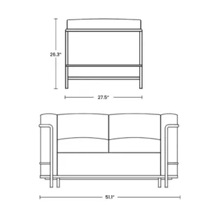 Dimensions Le Corbusier 3 Loveseat Mobile