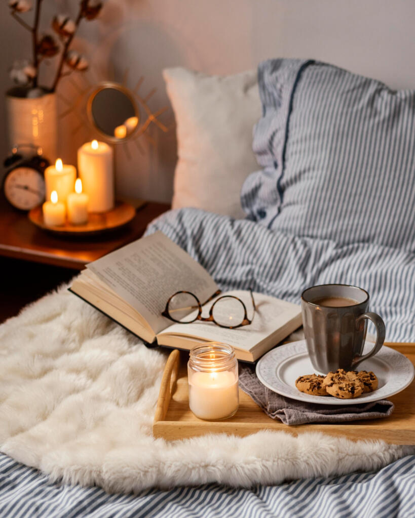 Inviting bedroom with pillows and blankets
