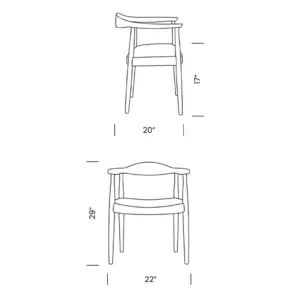 Kennedy PP501 Armchair Replica Mobile Dimensions
