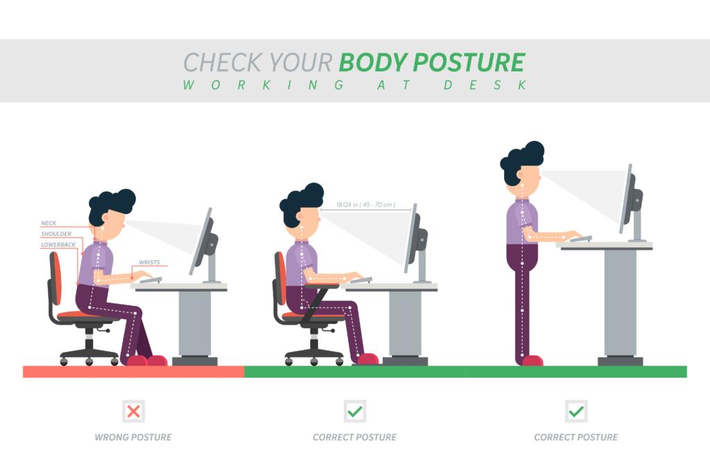 ideal desk height for sitting and standing
