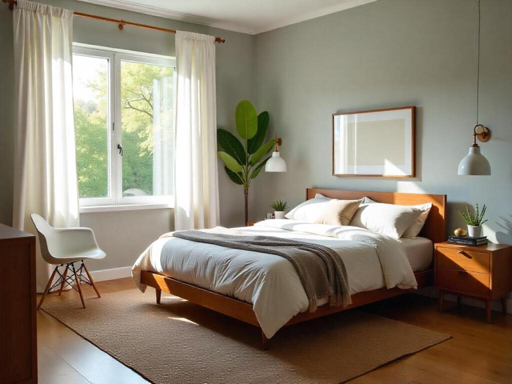 layout idea for a mid century modern bedroom