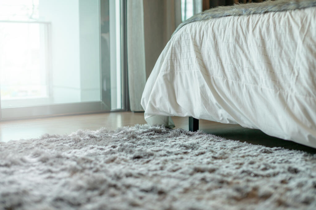mid century modern bedroom set  - textured rugs
