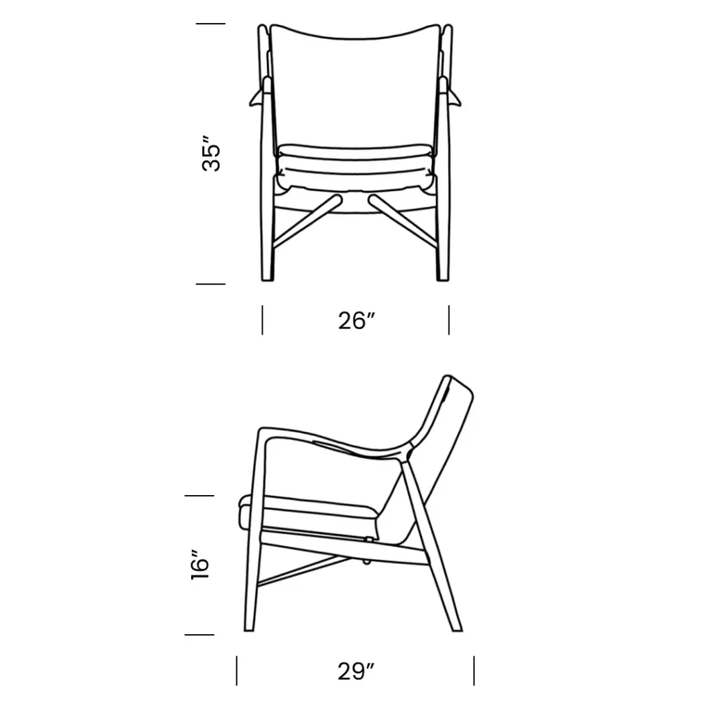 Model 45 Chair Replica Mobile Dimensions