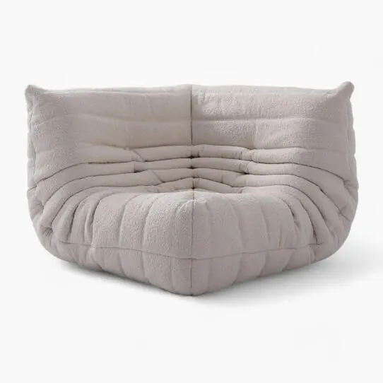 Togo Corner Teddy Velvet Beige 4 Photoroom - Togo Sofa Corner