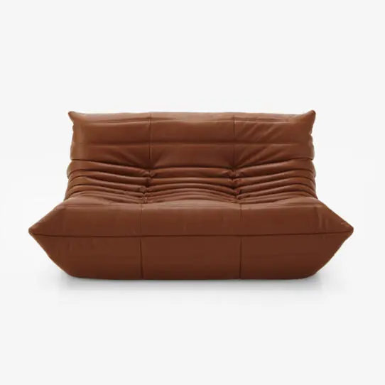 Togo Loveseat Brown Leather
